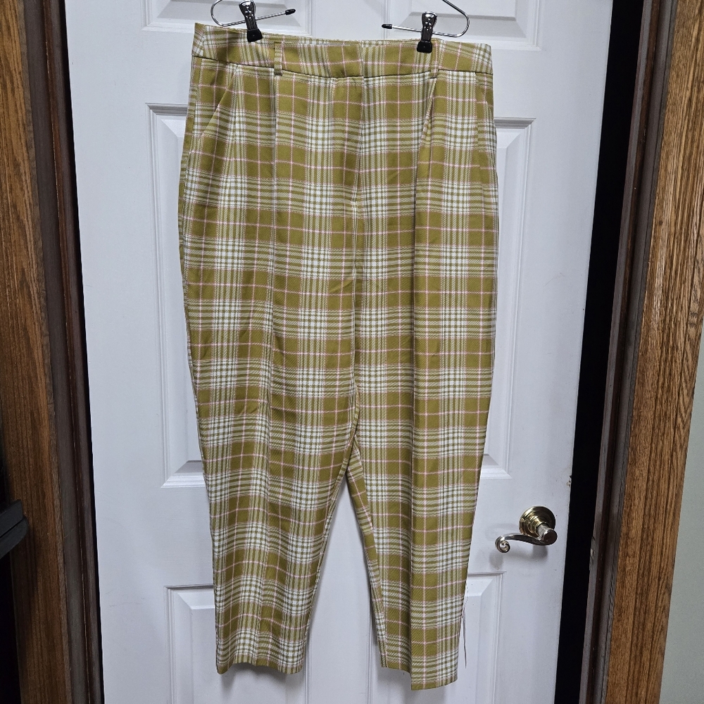 NWT Asos Curve Plaid Trousers in Mustard and White